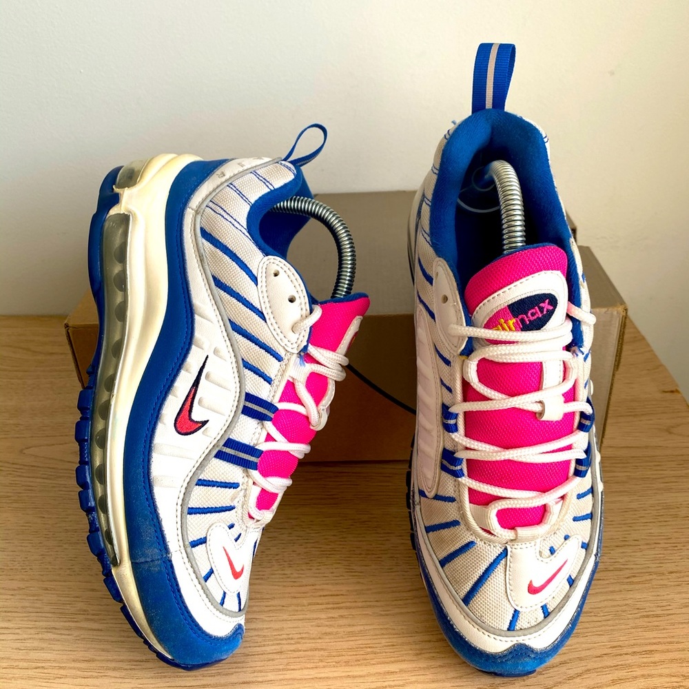 Nike Air Max 98 GS Blue White Pink Running Sneaker Shoes -SZ 7 Youth- 8.5 Women